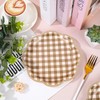 JarThenaAMCS 60 Pcs Brown Gingham Plaid Paper Plates Dessert Plates