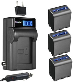 Kastar 3-Pack NP-QM91D Battery and LCD AC Charger Compatible with Sony CCD-TRV840, CCD-TRV890, CCD-TRV940, CCD-TRV950 HDR-HC1 HDR-SR1 HDR-UX1, MVC-CD200, MVC-CD250, MVC-CD300, MVC-CD350, MVC-CD400