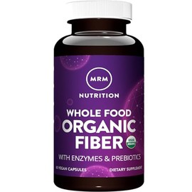 MRM Nutrition Whole Food Organic Fiber | Vegan Capsules | with Enzymes + Prebiotics | Insoluble + Soluble fibers | Digestive Health + Regularity | 20 Servings