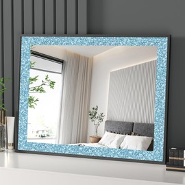 Stickyart Baby Blue Glitter Wallpaper Border Peel and Stick Mirror Border Mirror Frame Border Picture Bathroom Decor Sequins Sparkle Wall Border Glitter Border Tape for Graduate Wedding 3.94"x160"