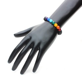 ARIHANT GEMS AND JEWELS 7 Chakra Lava Crystal Bracelet Natural Stones Bracelet, Reiki/Yoga Healing, Aromatherapy Essential Oil Diffuser Gemstone Stretchable Bracelet for Men & Women by (7 Chakra Lava)