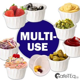 Paper Sauce Pots Portion Pot Ramekin Soufflé Dips Containers Disposable Round Deli 2oz (Pack of 500) (2oz)