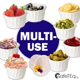 Paper Sauce Pots Portion Pot Ramekin Soufflé Dips Containers Disposable Round Deli 2oz (Pack of 500) (2oz)