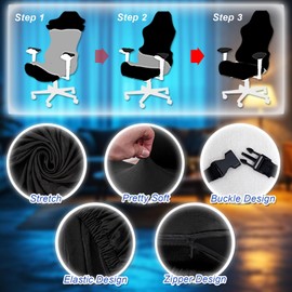 QYZDLM Gaming Chair Covers Slipcovers, 3D Printing Stretchable Elastic Computer Reclining Gaming Chair Seat Cover with Armrest Cover (No Chairs)(A)