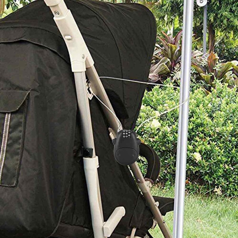 2Pcs Digit Code Combination Password Lock, Retractable Cable Lock Pram