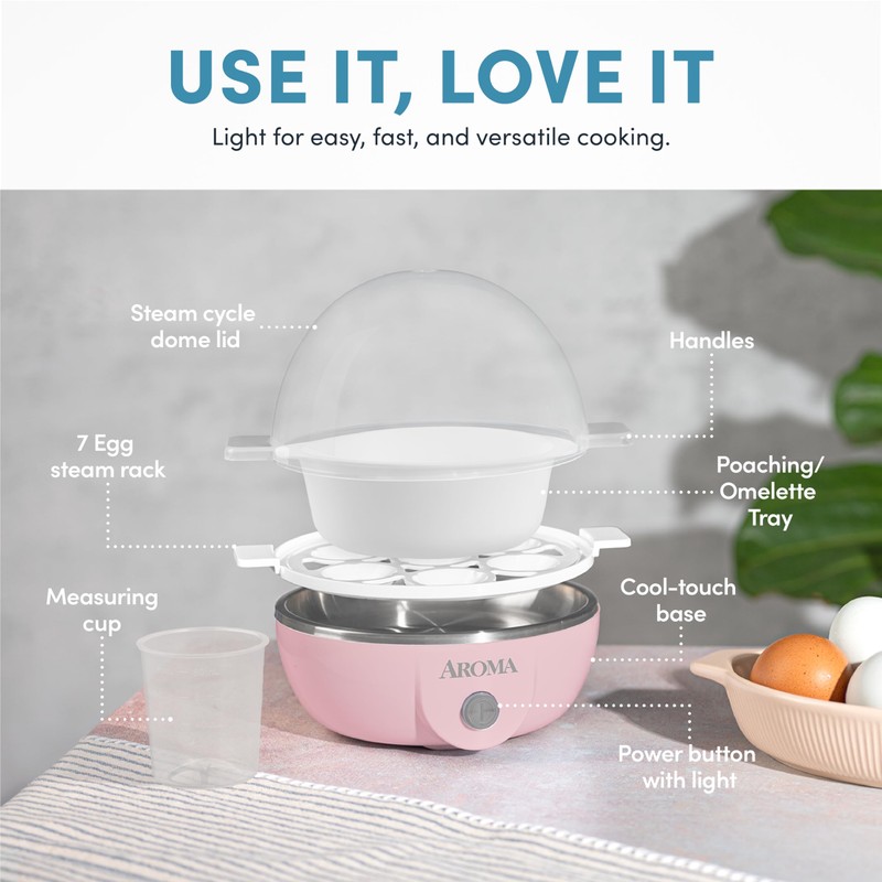 AROMA® Overly Easy Egg Cooker, Steamer, and Electric Egg Poacher