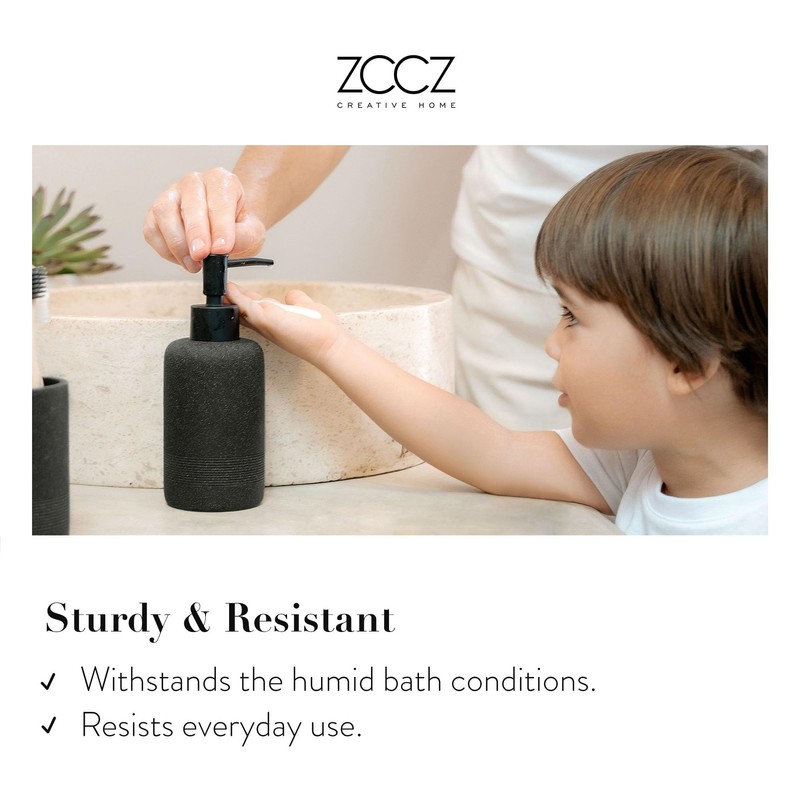ZCCZ Black Stone Bathroom Accessories Set 6 Pieces - Toothbrush