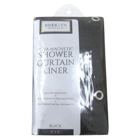 Home Expressions PEVA Liner Magnetic Shower Curtain Liner 70"x72" (Black)