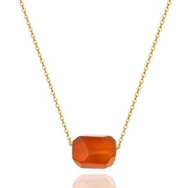 LNIEER Carnelian Necklace, Natural Carnelian Jewelry, Healing Crystal Necklace, Earthy Necklace, Anxiety Necklace, Healing Necklace (Carnelian-Cut-Gold)