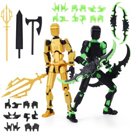 Starnearby 2PCS T13 Assembly Completed Lucky 13 Action Figure, 3D Printed Multi-Jointed Movable Titan 13 Action Figure Dummy13 with 4 Weapons & 12 Hands Sets, Kids' Presents Adults' Desktop Decoration