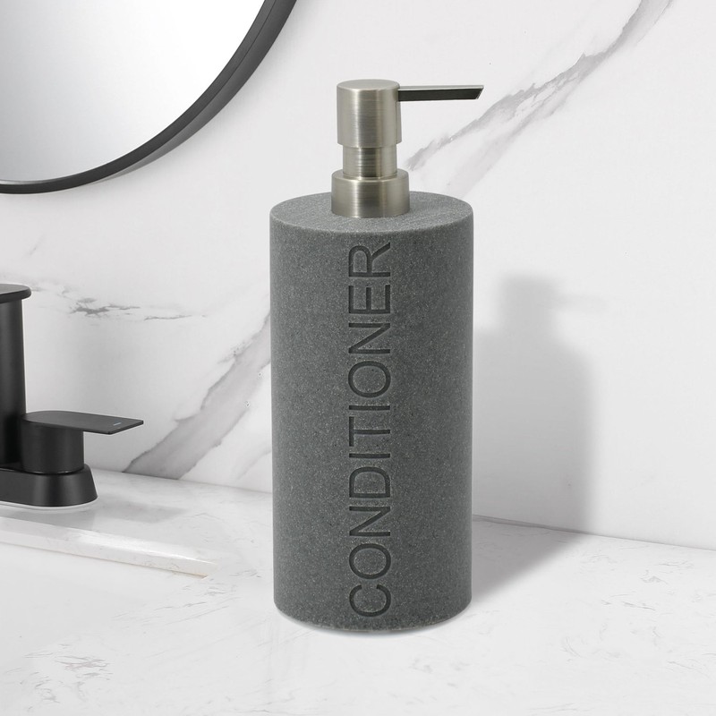 Indecor Home Resin Neutral Gray Sandstone Conditioner Engraved Bottle Refillable