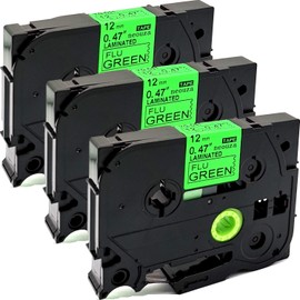 NEOUZA 3PK Compatible for Brother P-Touch Laminated TZe TZ Label Tape Cartridge 12mm x 5m (TZe-D31 Black on Green Fluorescent)
