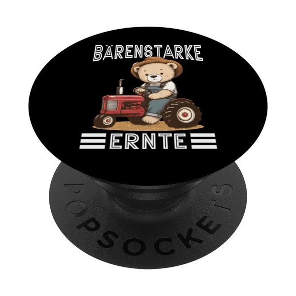 Bärenstarke Ernte Traktor lustiger Teddybär für Bauernfans PopSockets Klebender PopGrip