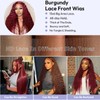 99j Burgundy Deep Wave Lace Front Wigs Human Hair 200