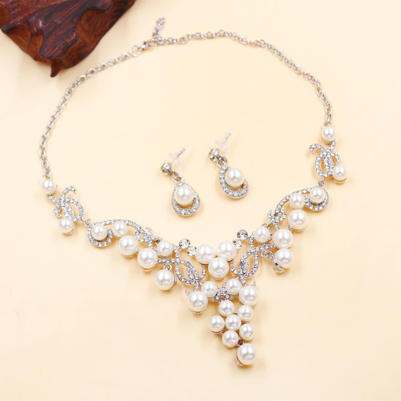 JunyiDIY Elegant Pearl Jewelry Set | 10mm White Plastic Pearl