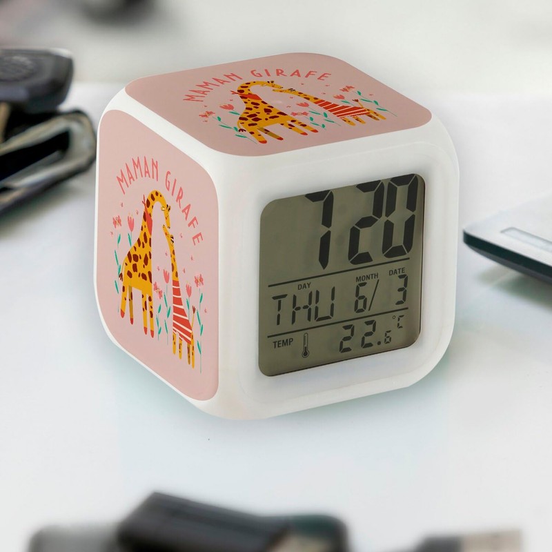 Fabulous Pink Cube Alarm Clock with Lighting - Sophie the