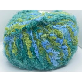 Bunny Soft #80 Seascape - Blues, Greens Berlini Microfiber Nylon Puffy Long and Short Eyelash Novelty Yarn - 50 Grams (1.76 Ounces) 73 Meters (80 Yards)