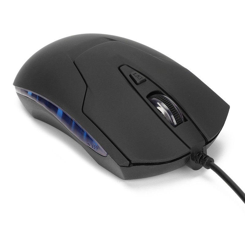 Wired Mouse Blue Backlit Type C Ergonomic Multimedia Keys Adjustable