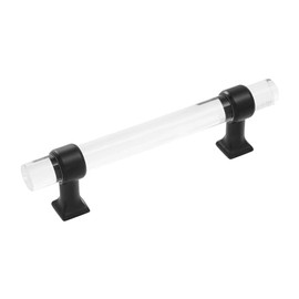 Hickory Hardware 1 Pack Solid Core Kitchen Cabinet Pulls, Luxury Cabinet Handles, Doors & Dresser Drawers, 3-3/4 Inch (96mm) Hole Center, Crysacrylic with Matte Black, Crystal Palace Collection
