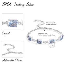 PRAYMOS Birthstone Bracelets for Women Mom Mother's Grandma Sterling Silver Women Bracelets Birthstone Jewelry Gifts