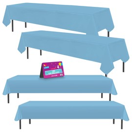 4pk Long Blue Table Cloth Party | 274 x 137cm | Plastic Table Cover Party Table Cloth Disposable Tablecloths for Parties | Plastic Tablecloth | Blue Disposable Tablecloth | Blue Plastic Table Cloth