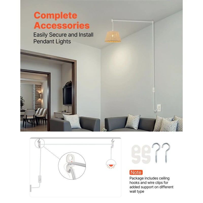 Hanging Light Cord Kit 16ft E26 Lamp Socket With On