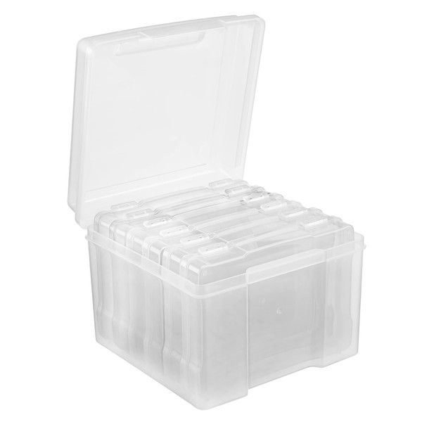 mysmartbuy.com Photo Storage Boxes 6x4 Photograph Organiser - 600 Photo Capacity. 6 Clip Lock Cases - Acid Free Protects Photos from UV Light, Dust, Spills, Insects