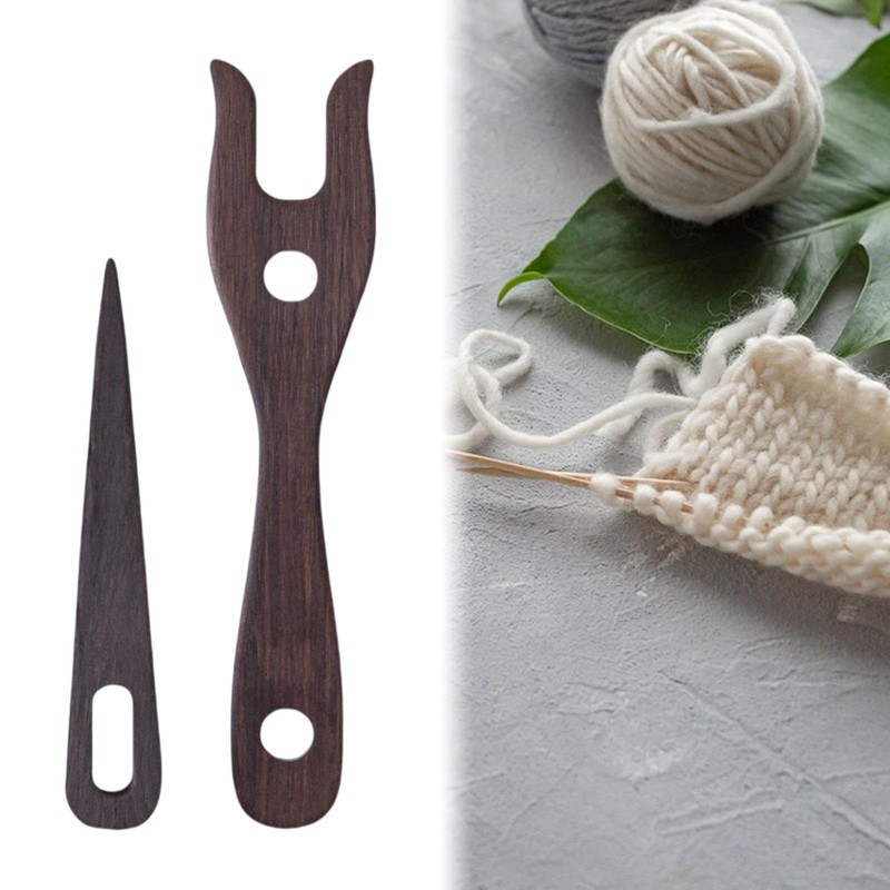 Deevoka 2X Knitting Fork and Eye Needle Kit Weaving Shuttle