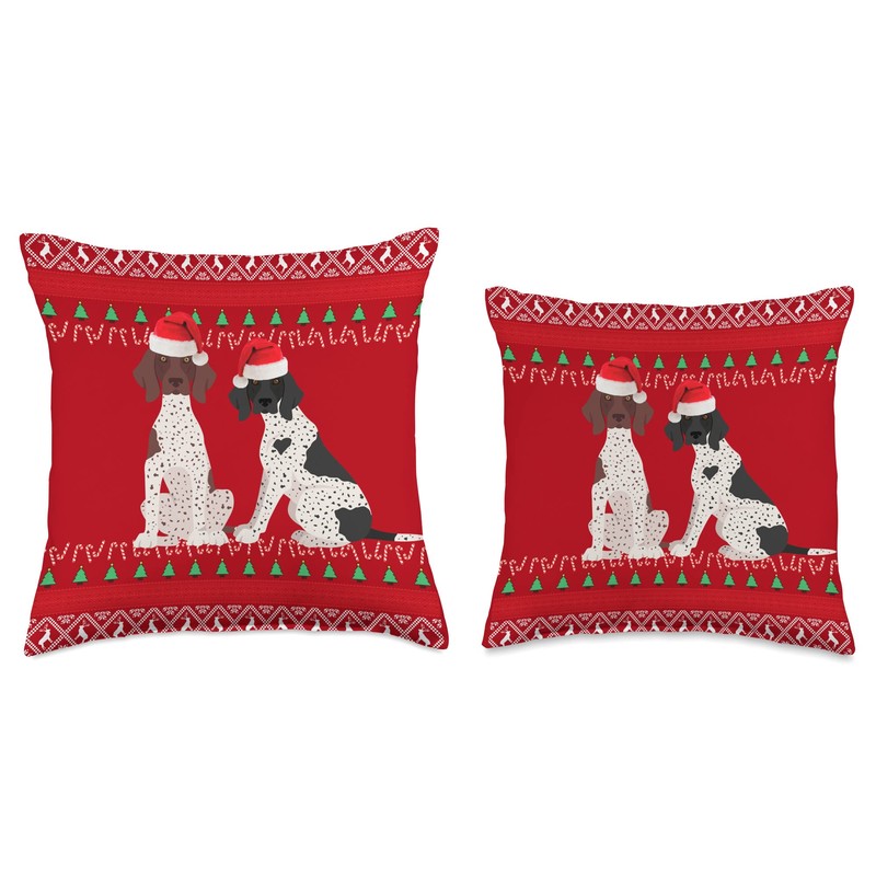 German Shorthaired Pointer Christmas GSP Ugly Holiday Throw Pillow