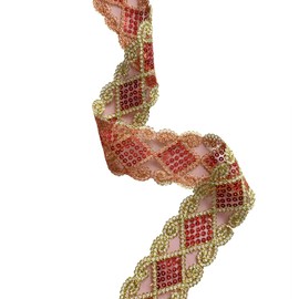 levylisa 10 yardas de encaje con lentejuelas, encaje de malla, cinta de encaje, accesorios de costura (rojo)