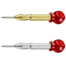 Auto Punch, Automatic Center Punch, Drilling Punch, Center Punch, Punch, Convenient, Strong, Easy, Adjustable, Suitable for Wood, Woodworking, Ironworking Supplies (Gold + Silver)