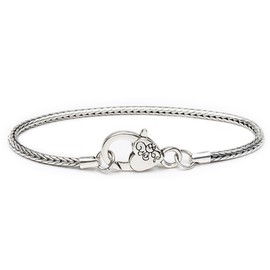 RUBYCA 5pcs 20cm Snake Chain 18KGP Silver Plated Charm Bracelet European Bead Lobster Heart Clasp