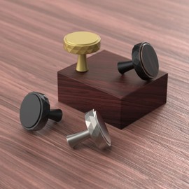 Amerdeco 10 Pack 1-1/5"(30mm) Brushed Gold Cabinet Knobs for Dresser Drawer Modern Knobs Gold Kitchen Knobs for Cabinets Hardware AM013