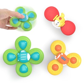 SUMTAE Cartoon Suction Cup Spinner Toy,Suction Cup Spinning Top Toy,Suction Spinner Toys for Babies, Baby Bath Toy (3PCS)