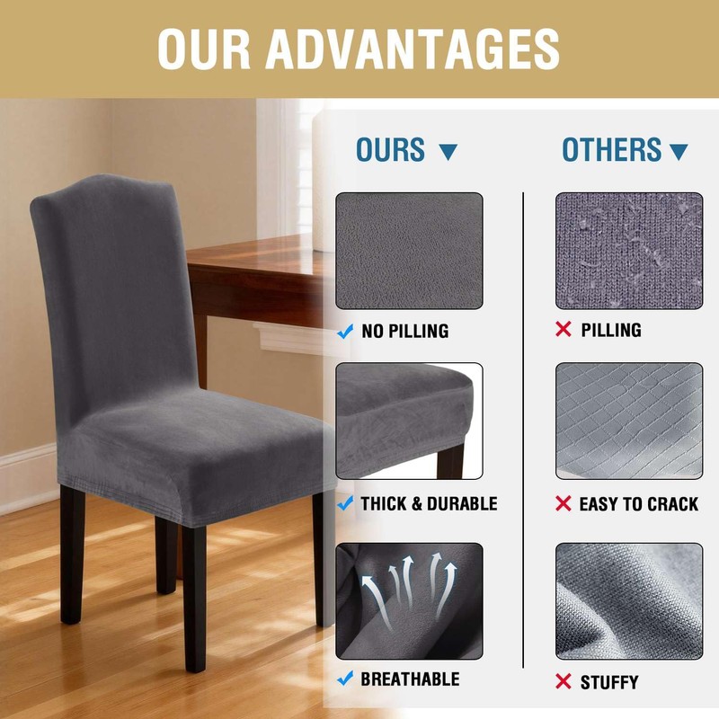 H.VERSAILTEX Velvet Dining Chair Covers Stretch Chair Covers for Dining