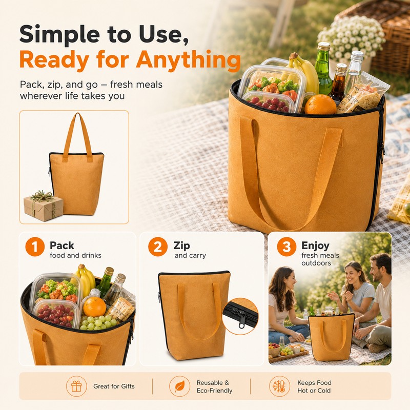 Insulated Picnic Cooler Bag for Outdoor Food Storage – Large