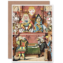 PAINTING BOOK CARROL ALICE WONDERLAND TENNIEL KNAVE HEARTS GREETINGS CARD