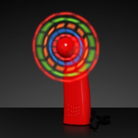 FlashingBlinkyLights Light Up LED Mini Handheld Fans with Red Handles (Set of 12)
