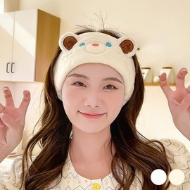 Bear Microfiber Face Wash Headband URD-380 White/FREE