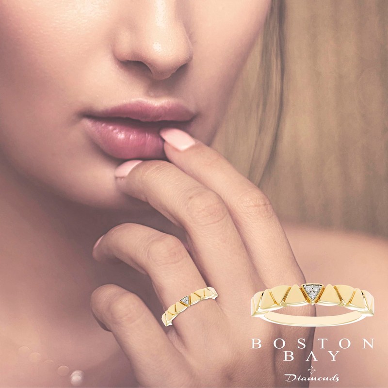 Boston Bay Diamonds Diamond Triangular Pattern 14K Yellow Gold Plated