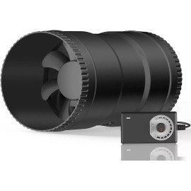 JJ Black 6" Inline Booster Duct Fan with Speed Controller 345 CFM Airflow Low Noise
