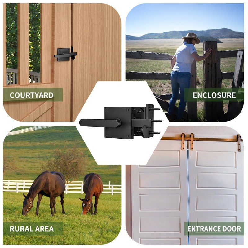 Double Side Gate Latch, Heavy Duty Left Swinging Door Latch