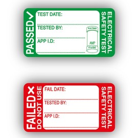 500PCS 43x23MM Pass & 50PCS Fail Pat Testing Stickers Labels Roll Pass Pat Test Stickers Pat Testing Labels with Fuse Rating Pat Testing Equipment Electrical Test Kit