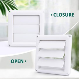 Fugedox 4" Dryer Vent Cover Outside, Louvered Dryer Vent Cover, Outdoor Dryer Vent Cover, Outside Dryer Vent Covers For House, Dryer Vent Plastic Cover - White