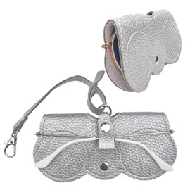 Nounex21 - Premium Sunglasses Protective Case, Portable Glasses Case, Fashion Sunglasses Holder, Soft PU Leather, 12 Colors, silver