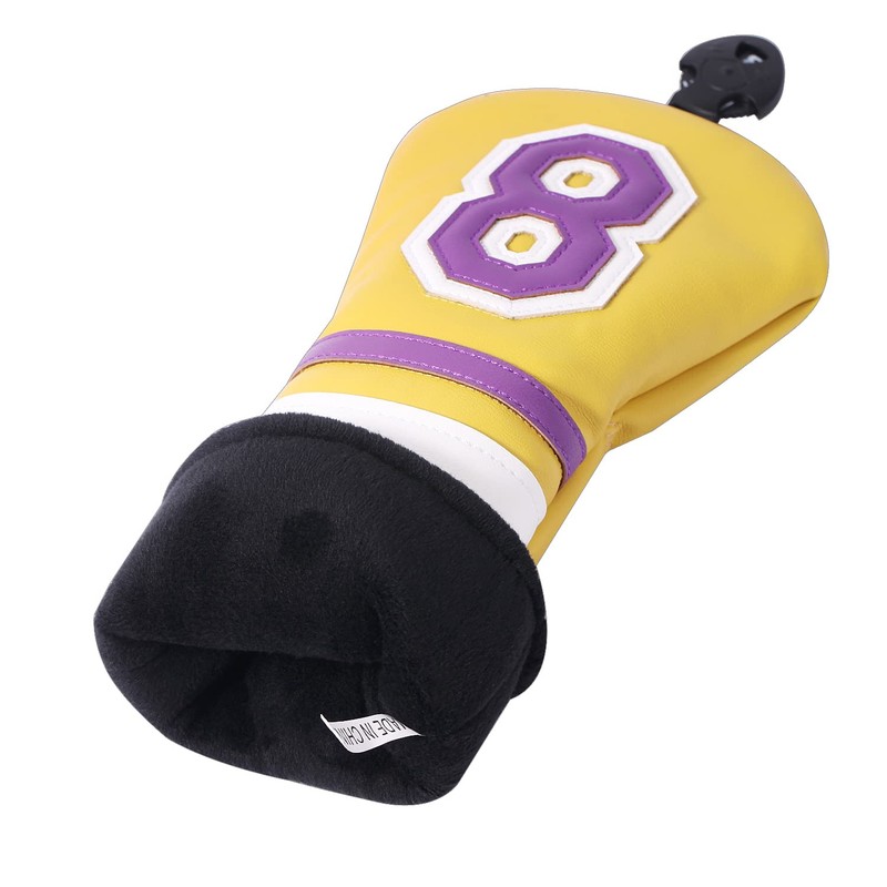 Yellow Number 8 Soft PU Leather Golf Club Headcover for