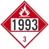 NMC DL400R Placard, Flammable 1993 3, 10.75X10.75, Rigid Plastic