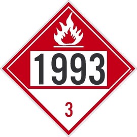 NMC DL400R Placard, Flammable 1993 3, 10.75X10.75, Rigid Plastic