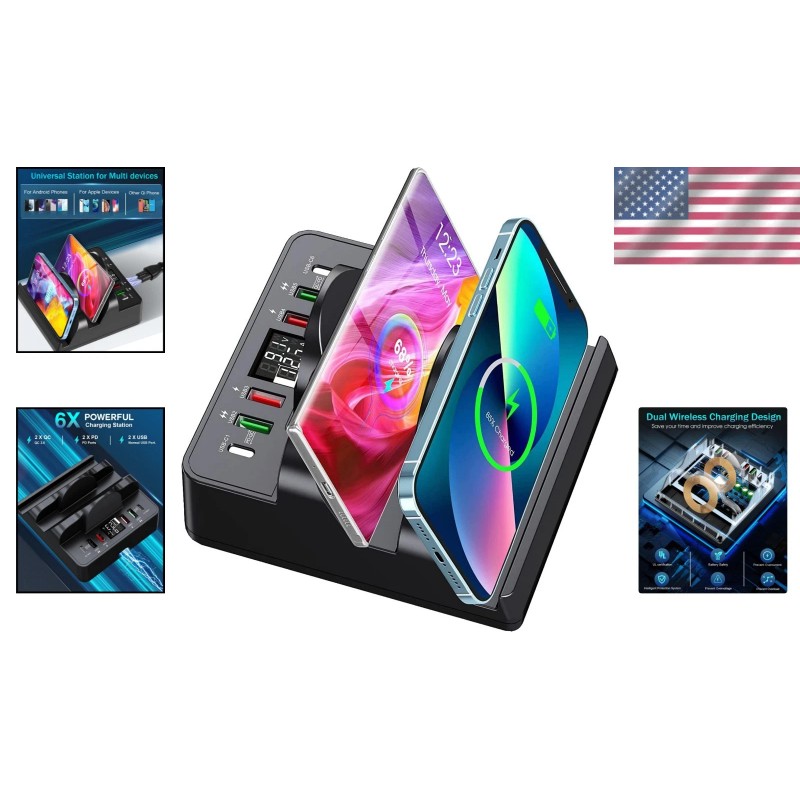 Multi-Port Wireless Charging Station: 8-in-1 with QC & PD Fast