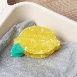 WeddHuis Summer Hair Clips, Cute Lemon Hair Claw Clips, Small Cellulose Acetate Hair Clips for Women, Lightweight and Colourful (Lemon)